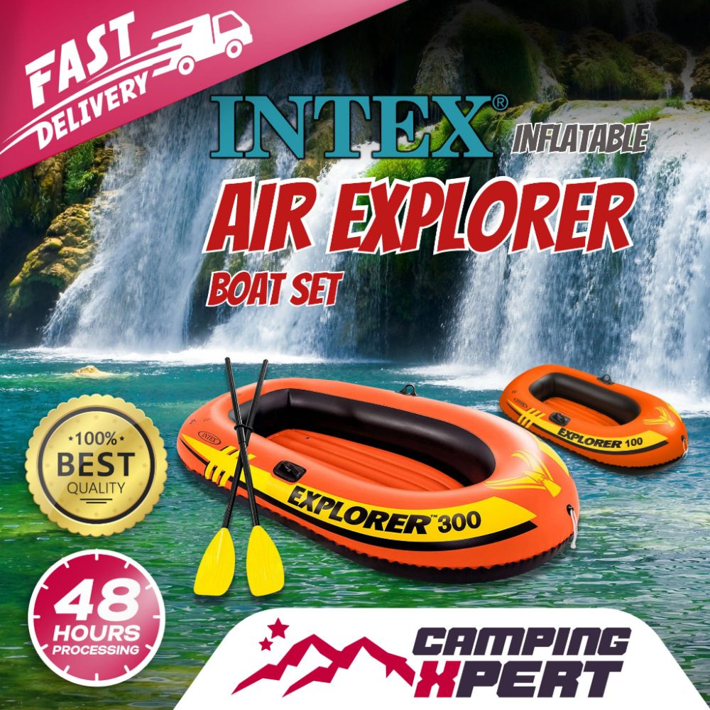 Intex Inflatable Boat Set EXPLORER Fishing Or Kayak Boat With Aluminium Oars And Hight Output Air Pump