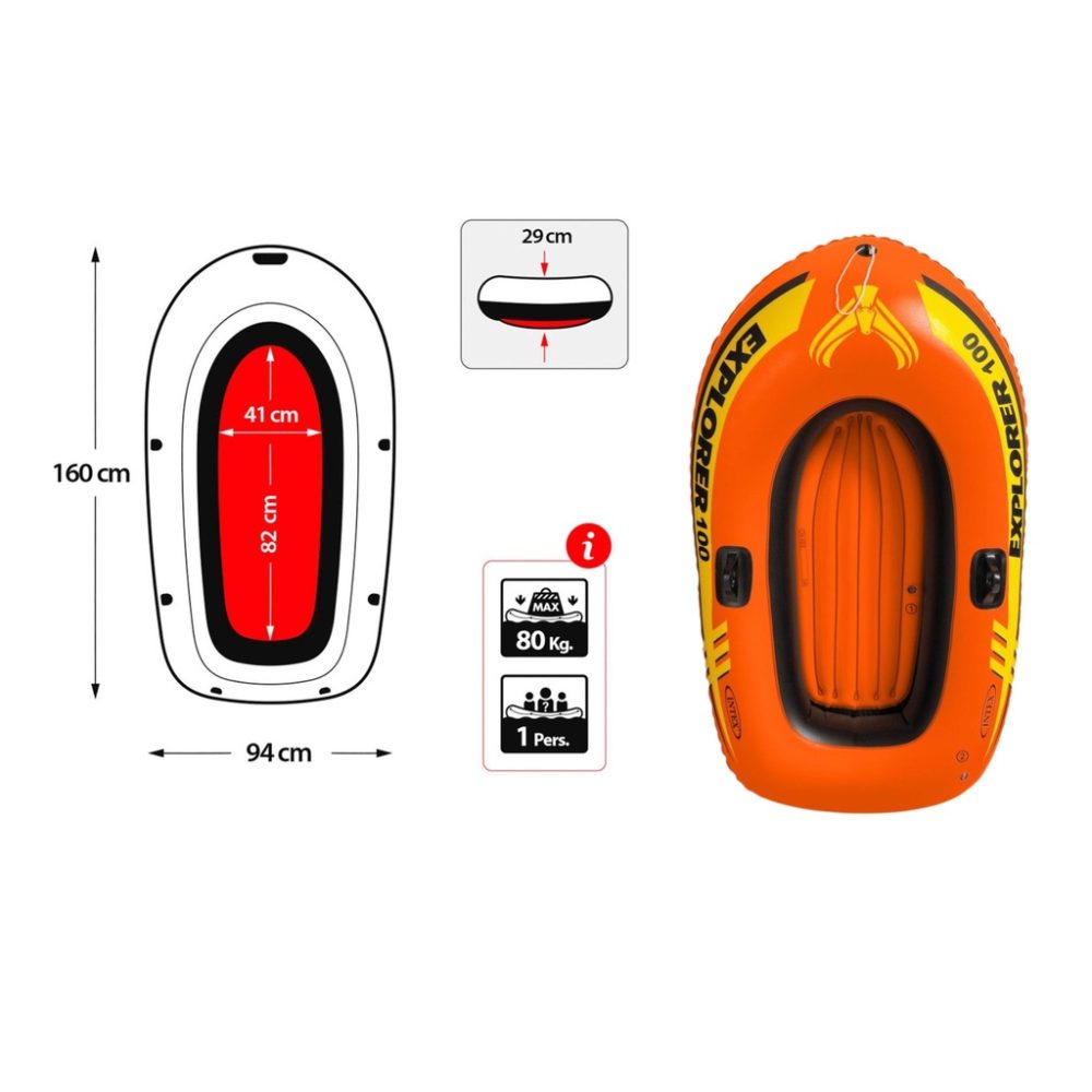 Intex Inflatable Boat Set EXPLORER Fishing Or Kayak Boat With Aluminium Oars And Hight Output Air Pump - Image 2
