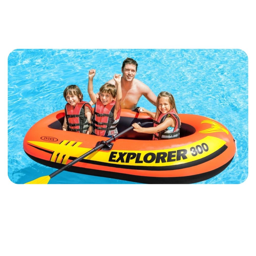 Intex Inflatable Boat Set EXPLORER Fishing Or Kayak Boat With Aluminium Oars And Hight Output Air Pump - Image 4