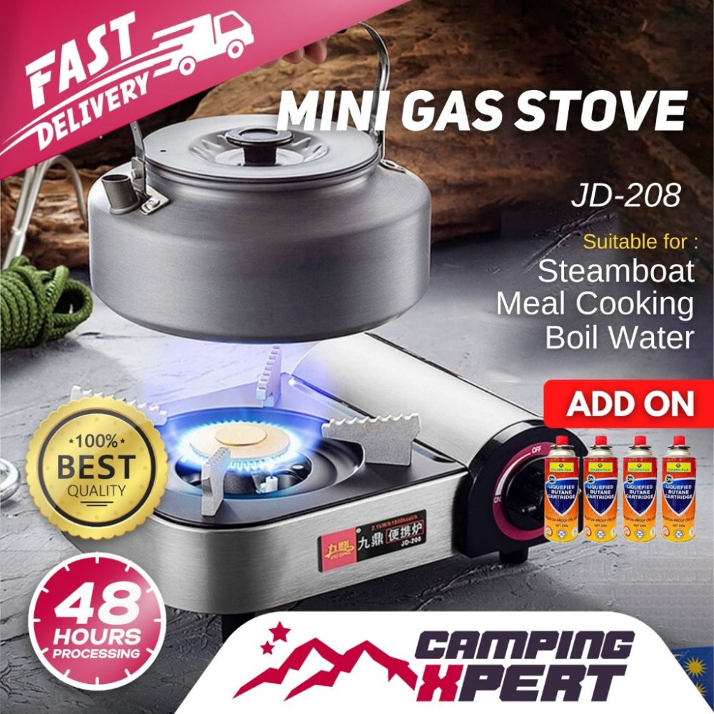 Portable Mini Camping Gas Stove Butane Cooker for Picnic Hiking Steamboat Dapur Gas Memasak Mini ( JD-208 )